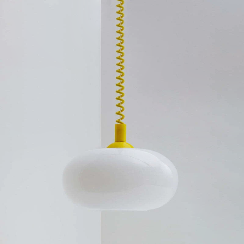 Red Blue and Yellow Spring Retractable Glass Pendant Lights 