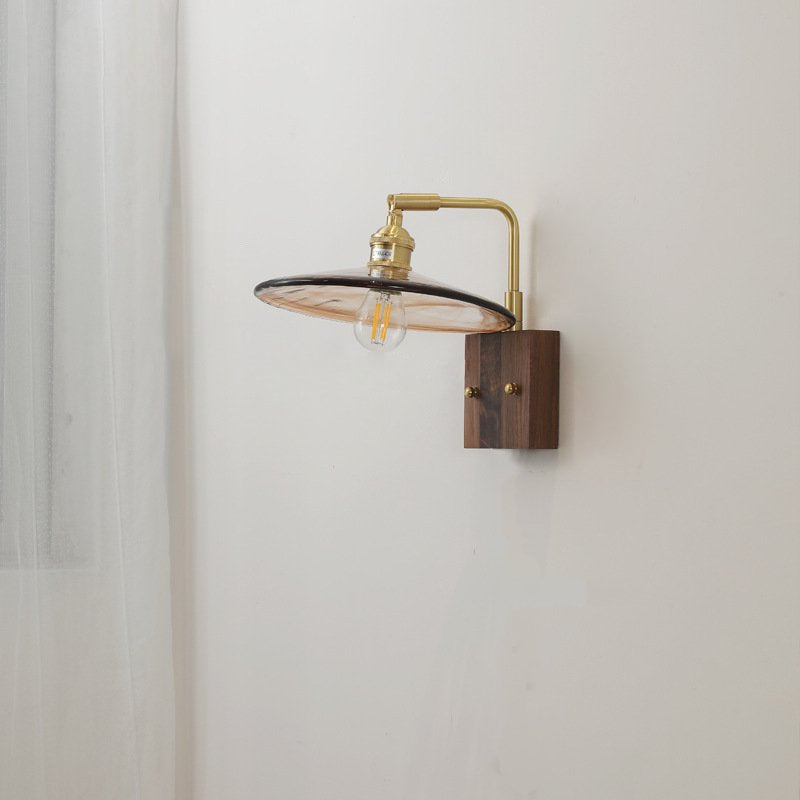 Stained Murano Glass & Wood LED Wall Lamp