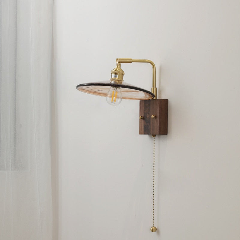 Stained Murano Glass & Wood LED Wall Lamp