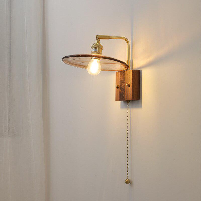 Stained Murano Glass & Wood LED Wall Lamp