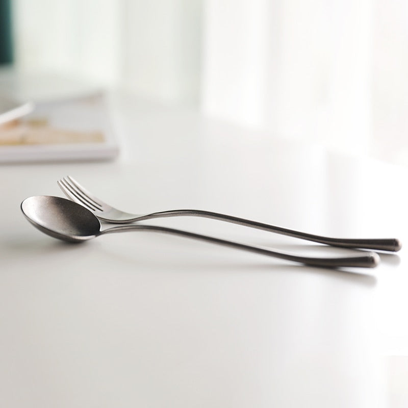 Stainless Steel Cutlery Set with Dinner Knife Fork Spoon Set Fruit Fork and Coffee Tea Spoon