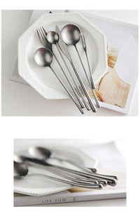 Stainless Steel Cutlery Set with Dinner Knife Fork Spoon Set Fruit Fork and Coffee Tea Spoon