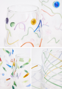 Sugar Coated Confetti Handmade Glass Graphic Organic shape colored cocktail glass