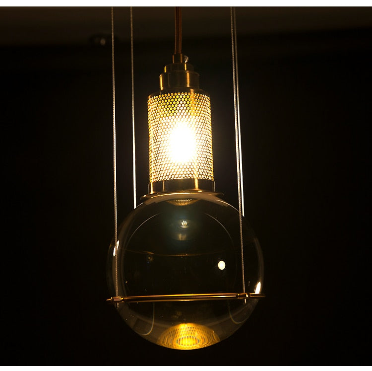 Suspended Drop Glass & Brass LED Pendant Light