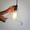 Funnel Design Clear Glass Pendant Lamp