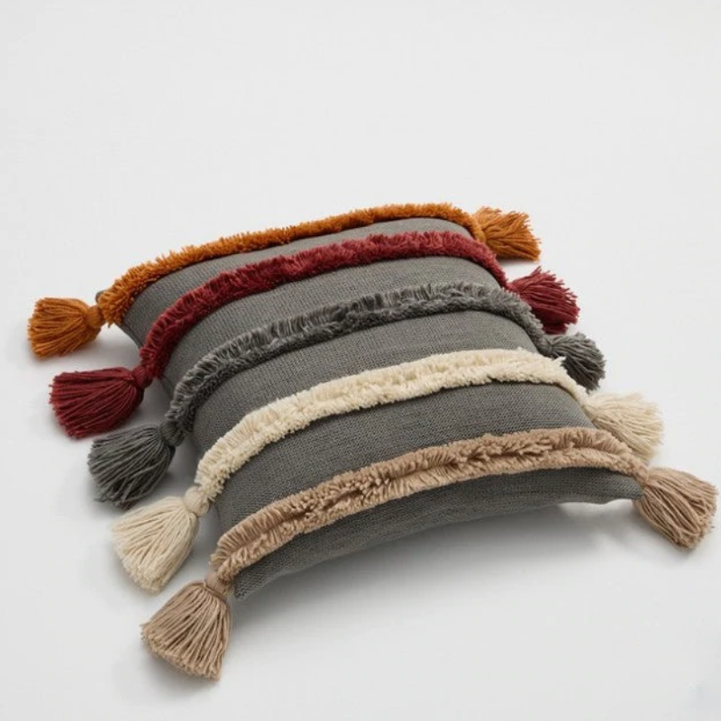 Tufted Tassels Cushion Cover Pillow Case 