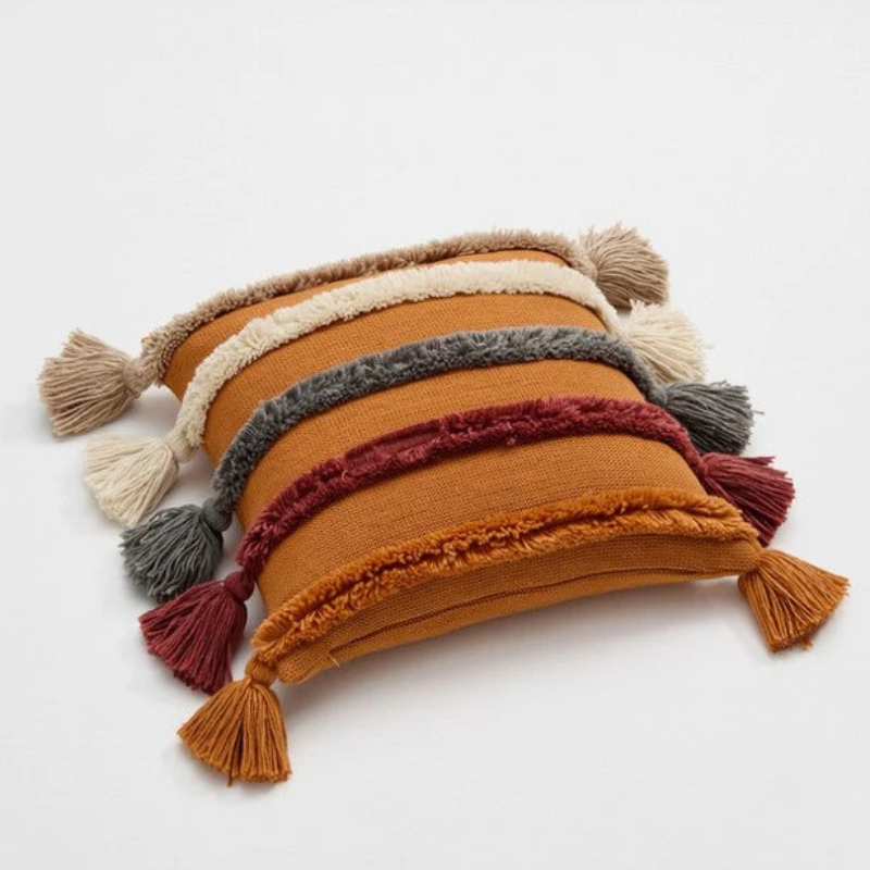 Tufted Tassels Cushion Cover Pillow Case 