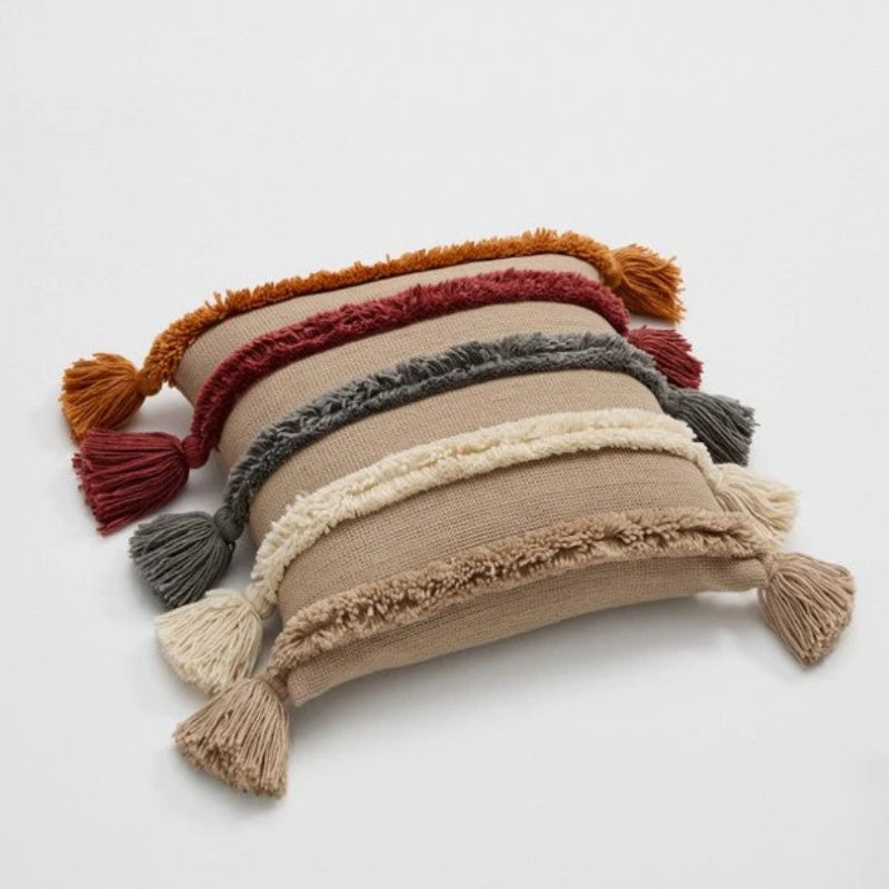 Tufted Tassels Cushion Cover Pillow Case 