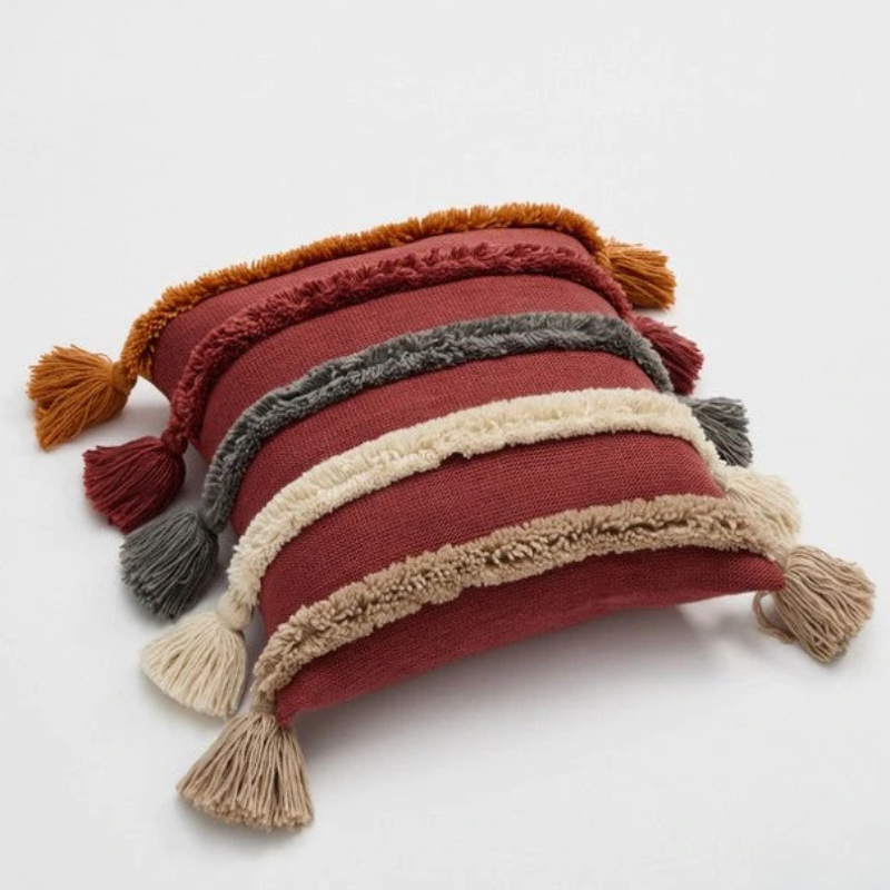 Tufted Tassels Cushion Cover Pillow Case 