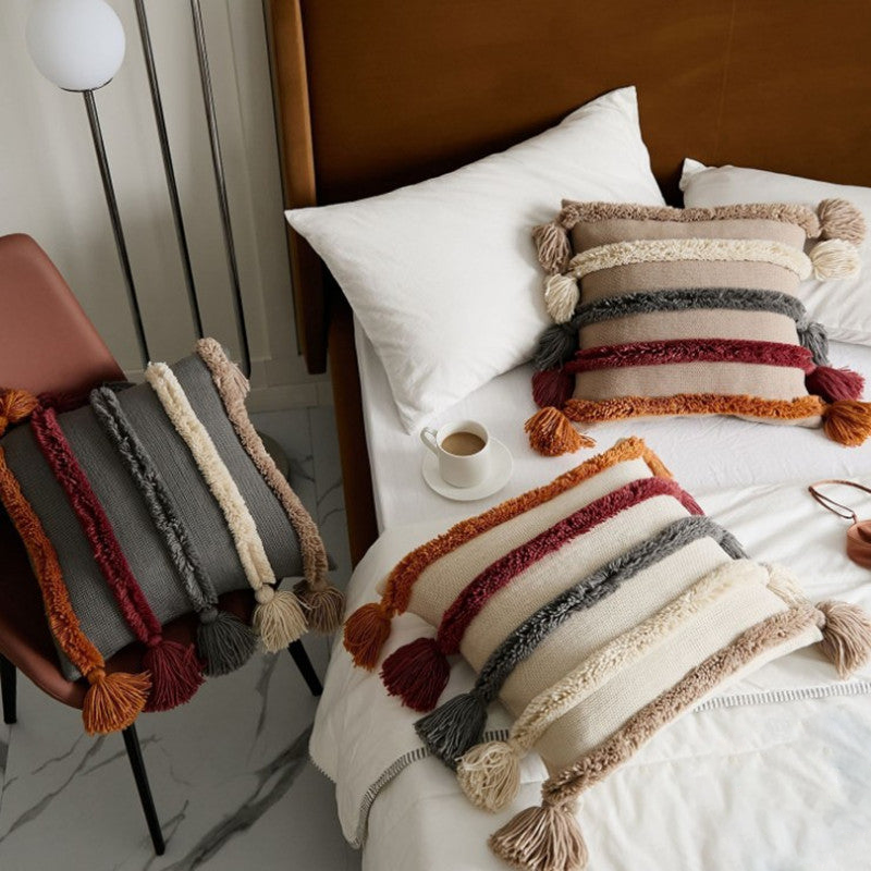 Tufted Tassels Cushion Cover Pillow Case 