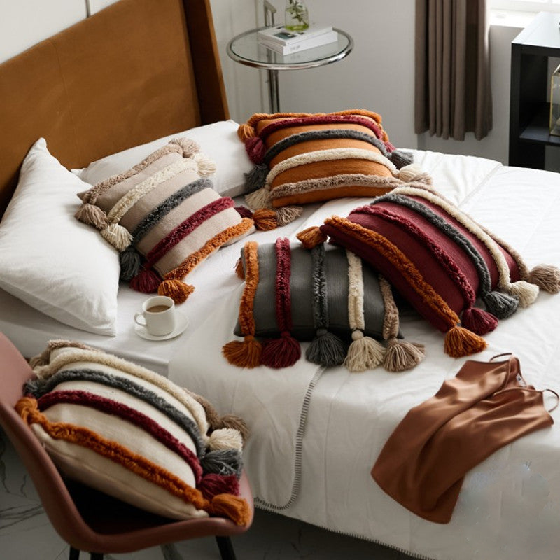Tufted Tassels Cushion Cover Pillow Case 