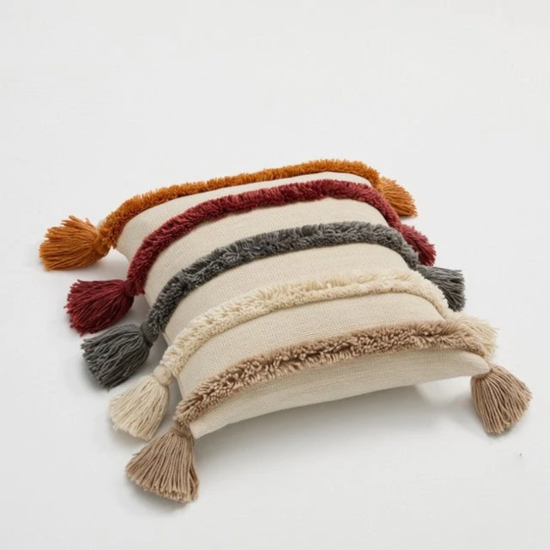 Tufted Tassels Cushion Cover Pillow Case 