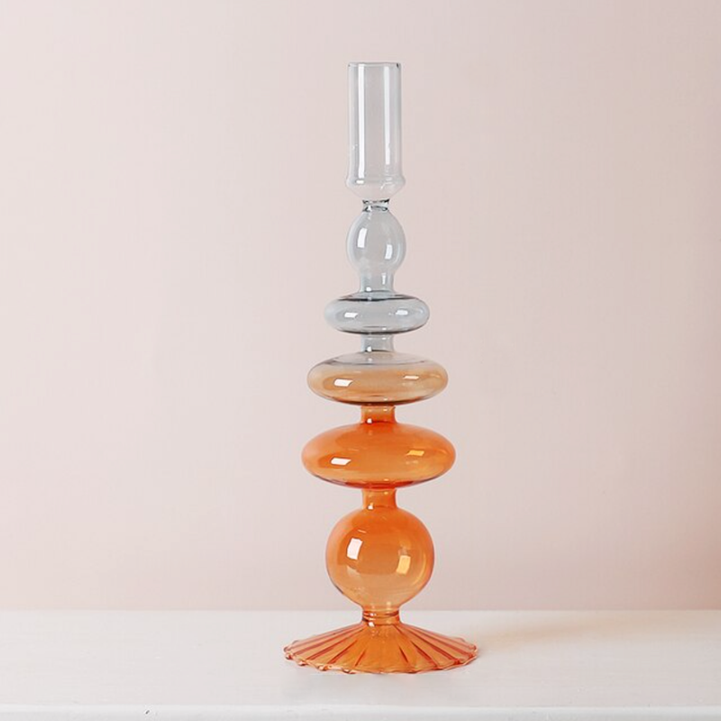 Three Color Gradient Glass Candle Holders