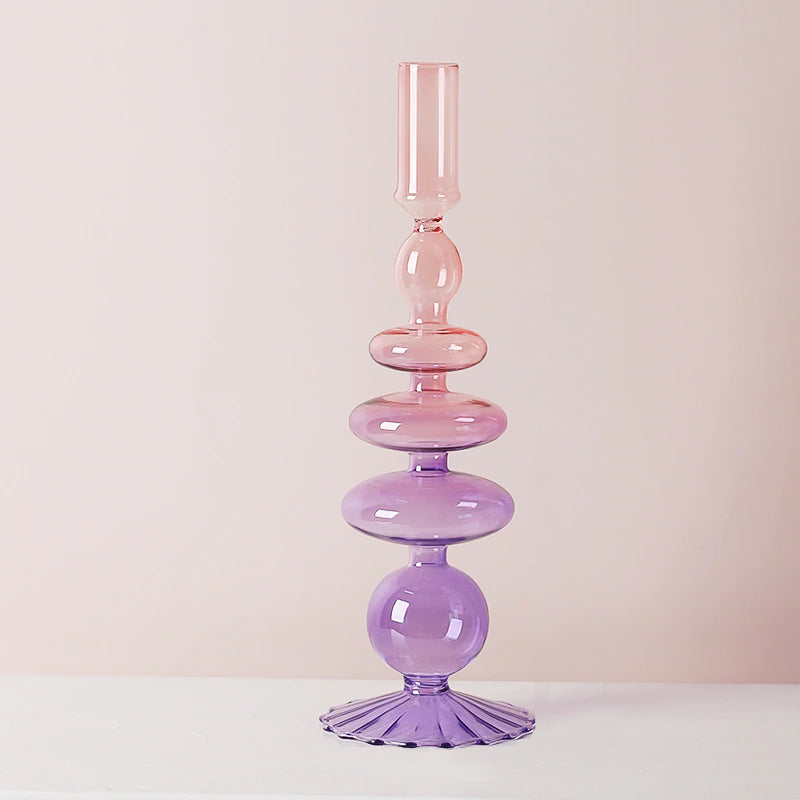 Three Color Gradient Glass Candle Holders