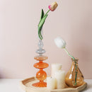 Iridescent Unique Vintage Shape Glass Candle Holder Gradient color Blue Orange