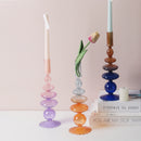 Iridescent Unique Vintage Shape Glass Candle Holder Gradient color Lilac Pink Blue Orange Navy Brown