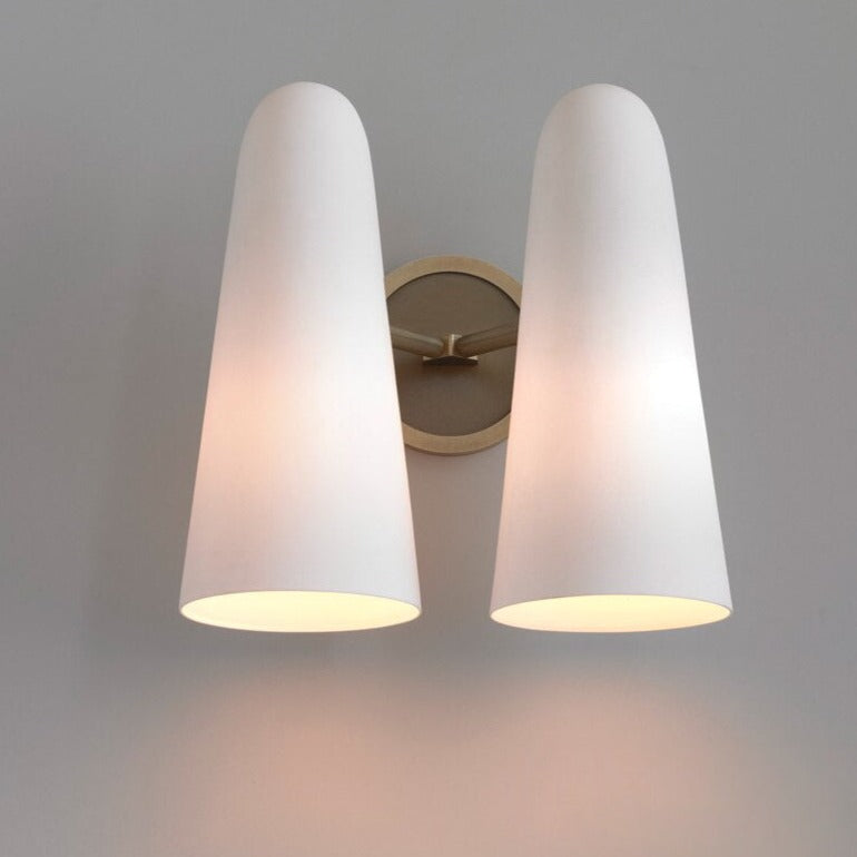 Milk Glass & Antique Brass LED Wall Lamp