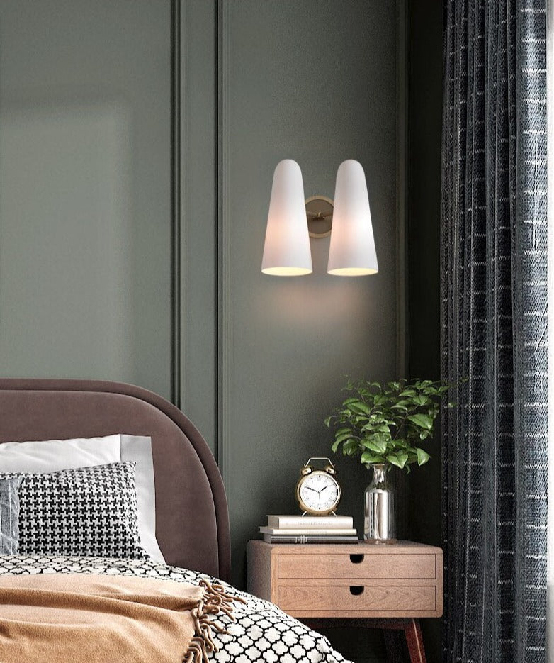 Milk Glass & Antique Brass LED Wall Lamp