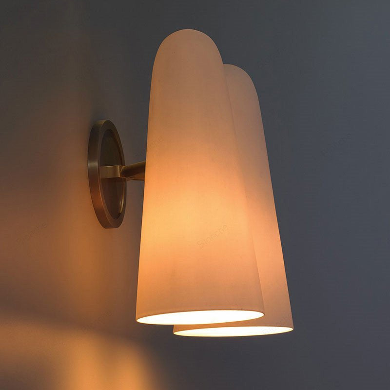 Milk Glass & Antique Brass LED Wall Lamp