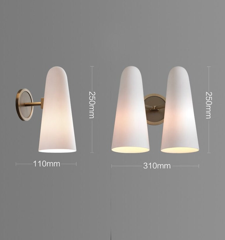 Milk Glass & Antique Brass LED Wall Lamp