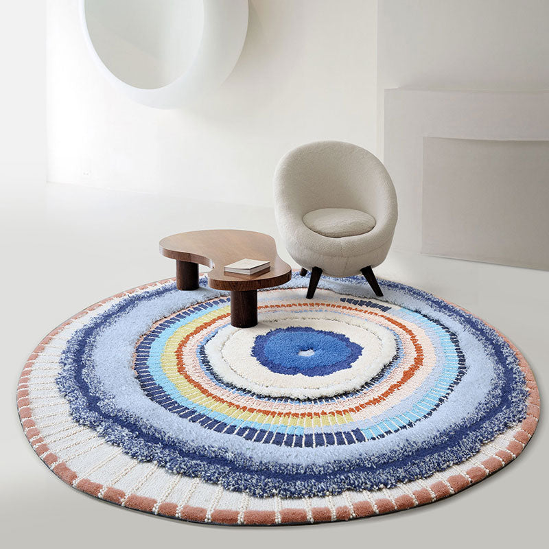 Organic Tufted Persian Wool Round Rug Handmade
