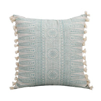 Vintage Blue Texture Pillow Cover with Tassles-Letifly Lights and Decor