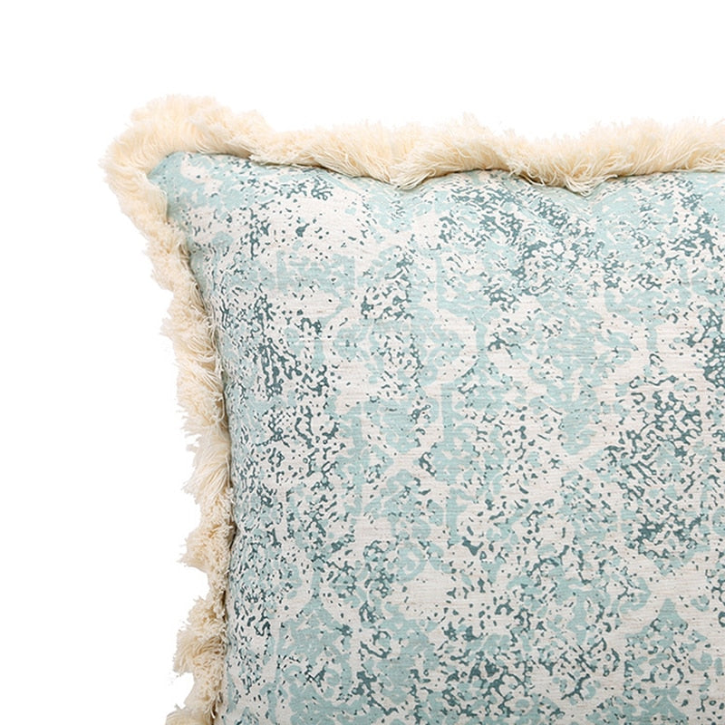 Vintage Blue Texture Pillow Cover with Tassles-Letifly Lights and Decor