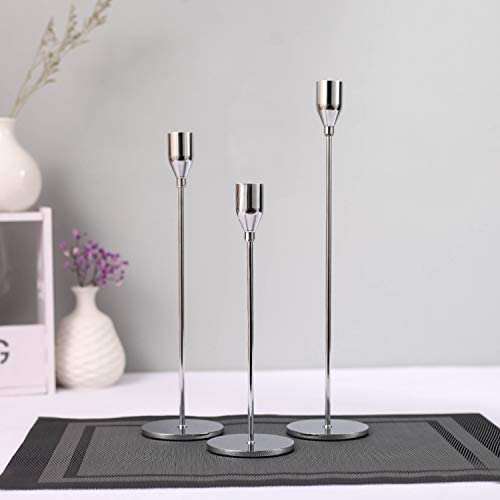  metal Alloy material with glossy finish grey candle holder