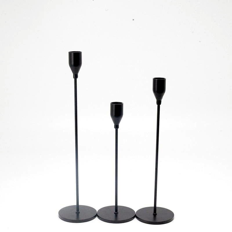  metal Alloy material with glossy finish black candle holder