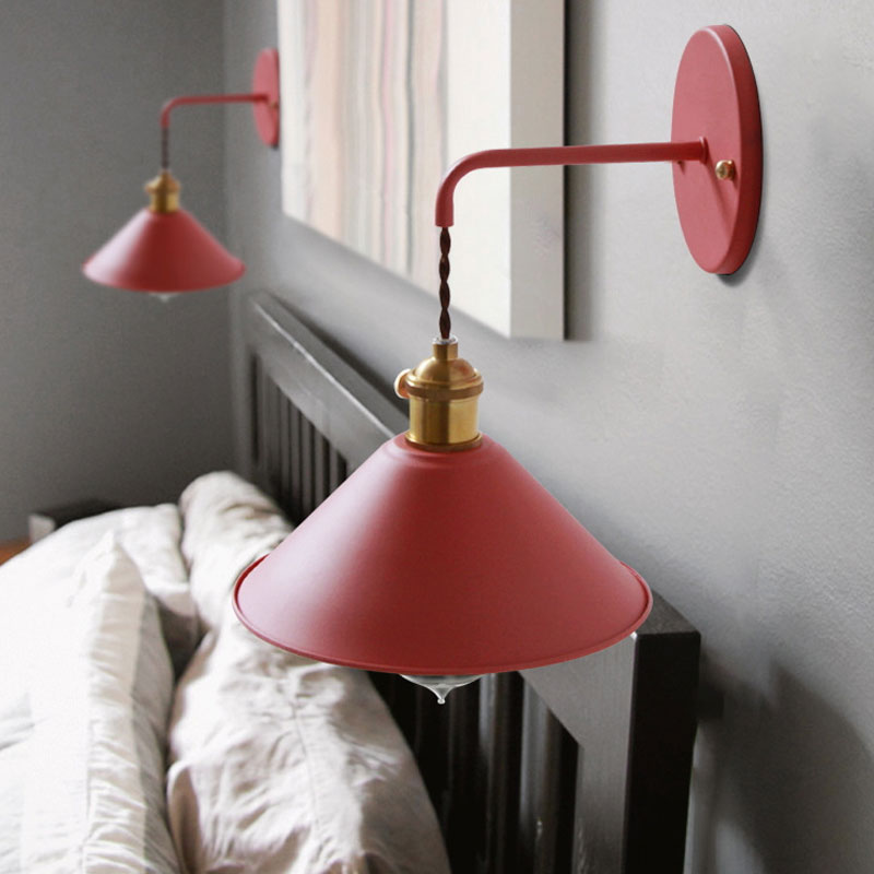 Vintage Farmhouse Colored Metal Wall Lamp