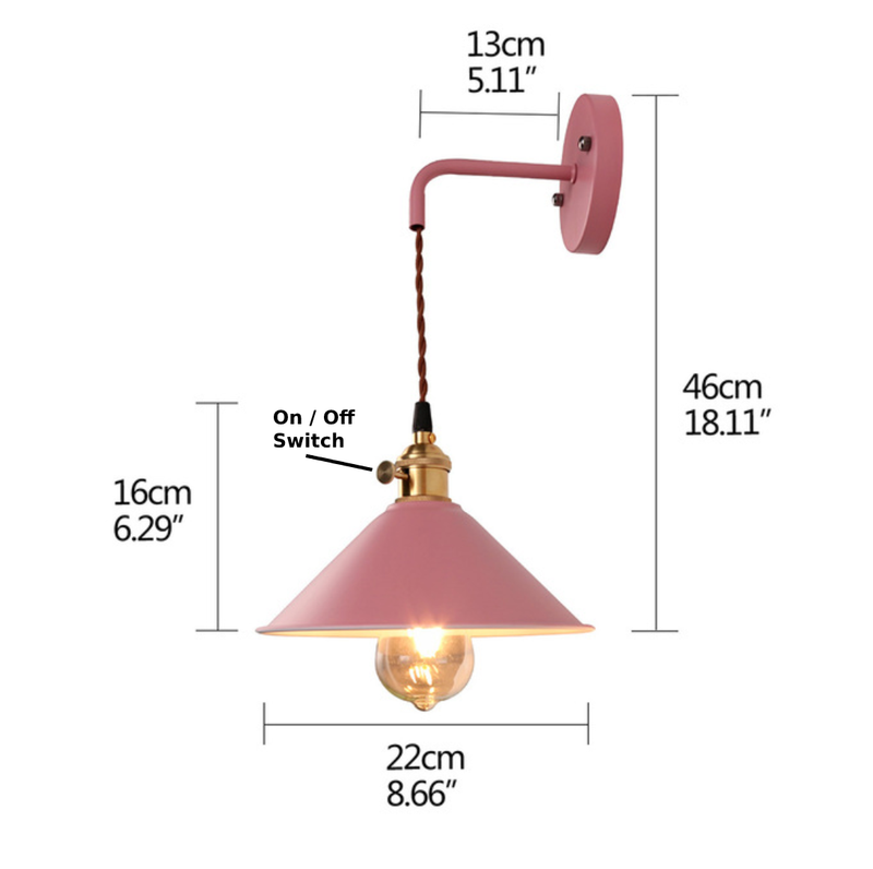Vintage Farmhouse Colored Metal Wall Lamp