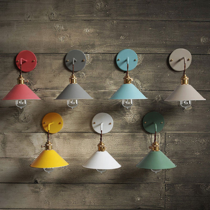 Vintage Farmhouse Colored Metal Wall Lamp