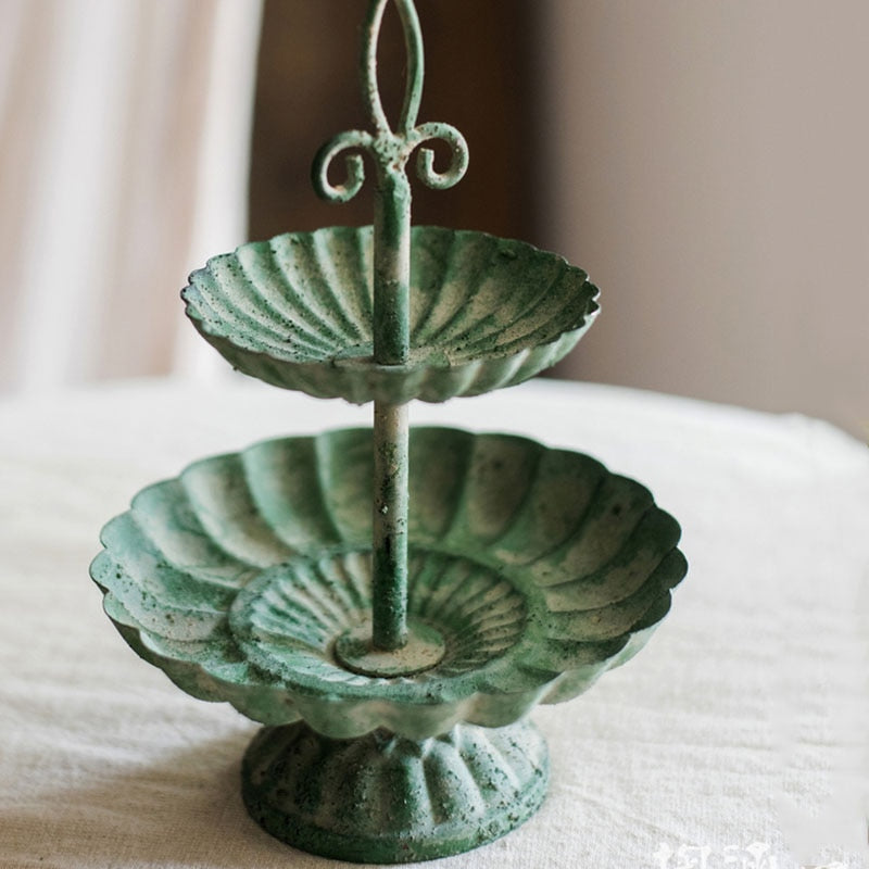 Multifunctional 2-Tier Vintage Metal Storage Tray
