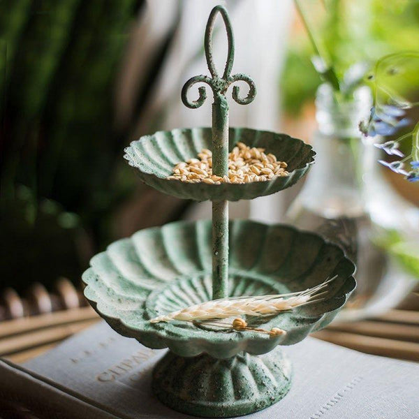 Green Multifunctional 2-Tier Vintage Metal Storage Tray