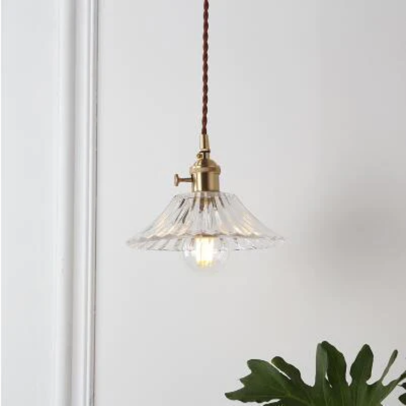 Clear Frosted Glass Copper Finish Pendant Light
