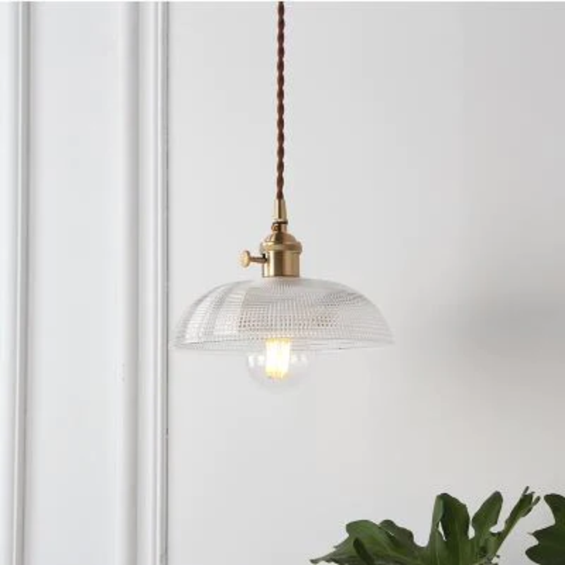 Clear Frosted Glass Copper Finish Pendant Light