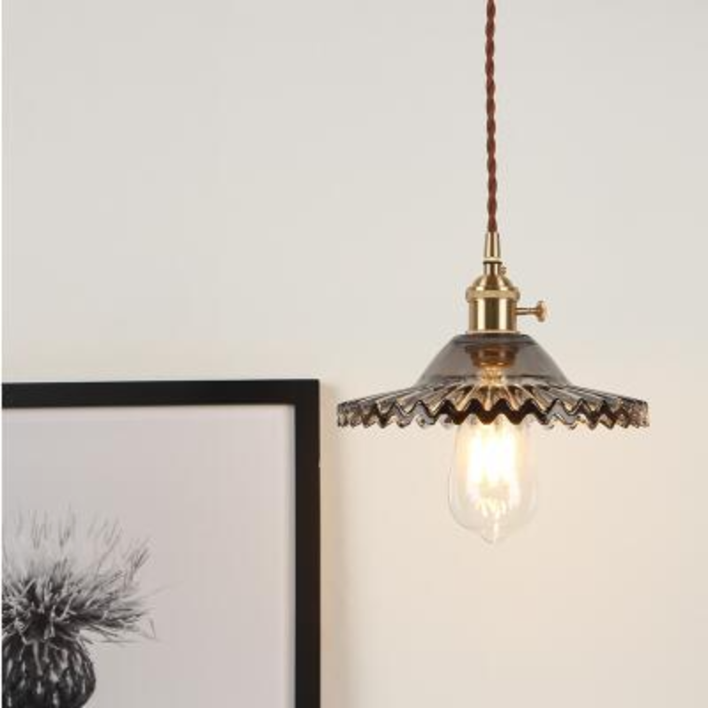 Clear Frosted Glass Copper Finish Pendant Light