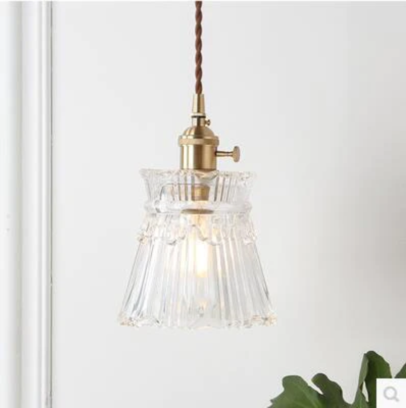 Clear Frosted Glass Copper Finish Pendant Light