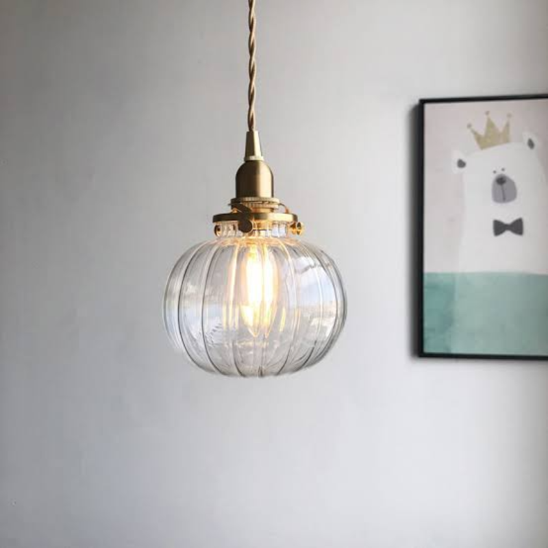 Clear Frosted Glass Copper Finish Pendant Light