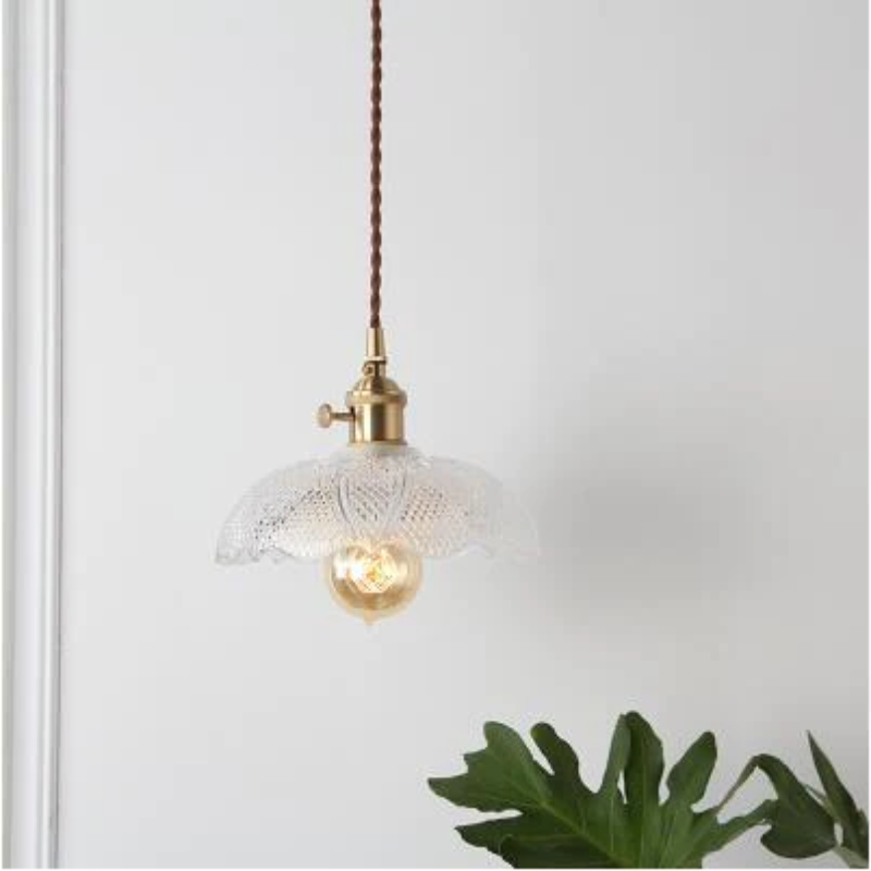 Clear Frosted Glass Copper Finish Pendant Light