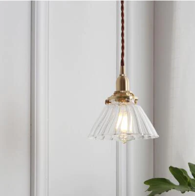 Clear Frosted Glass Copper Finish Pendant Light