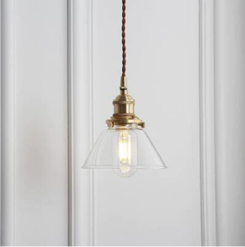 Clear Frosted Glass Copper Finish Pendant Light