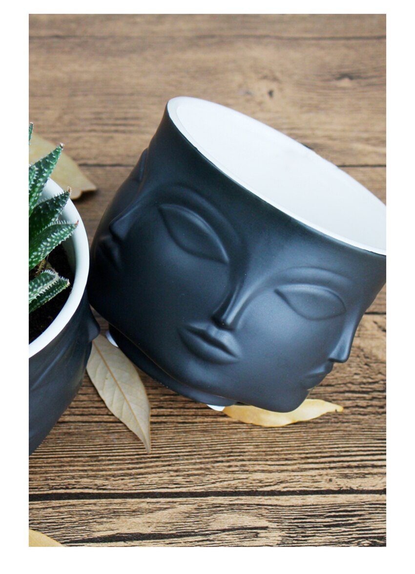 black face plant pot Designer Boho Ceramic Planters for Home Garden & Decor – Letifly Lights & Decor