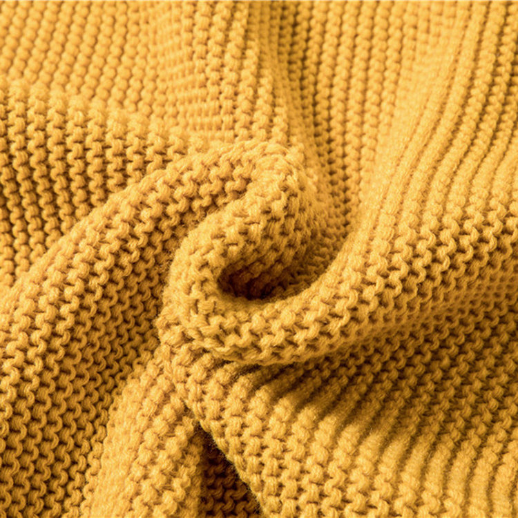 rectangle plaid knitted blanket with tassel