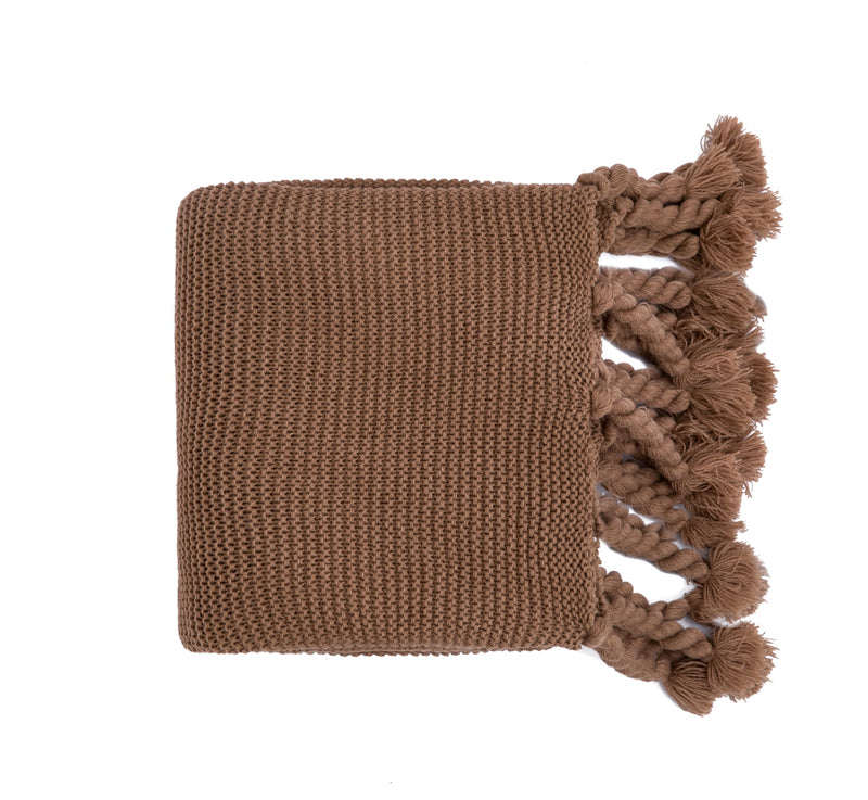rectangle plaid knitted blanket with tassel