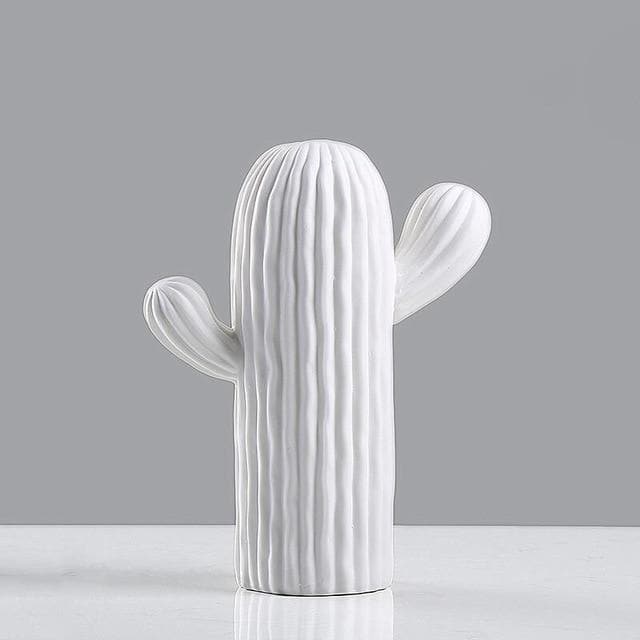 Small White Porcelain Ceramic Cactus Statues for your home decor