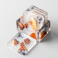 Square Transparent Encased Pine Textured Coaster