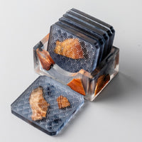 Square Gray Encased Pine Textured Coaster