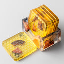 Square Yellow Encased Pine Textured Coaster