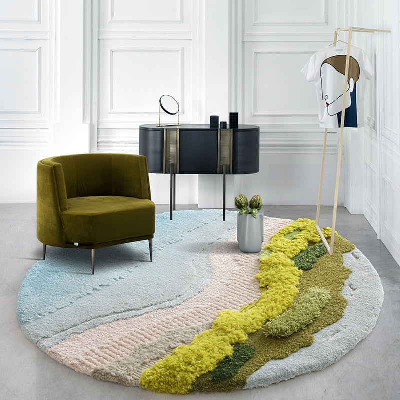 Subtle Abstract Pattern On Rug Zeta Abstract Scenic Pattern Wool Rug – Letifly Lights & Decor